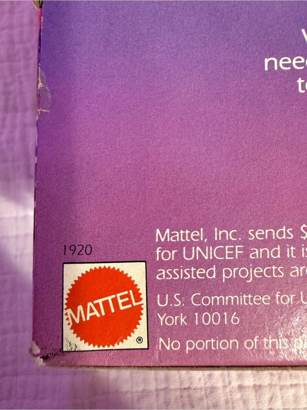 Barbie 1989 Special Edition Unicef Doll 1920 Mattel Blonde Hair Green Dress NRFB